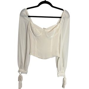 Reformation Cream Long Sleeve Blouse